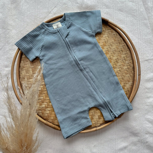 Kurzer Schlafanzug - gerippter Stoff