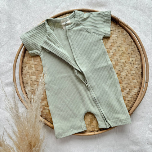 Kurzer Schlafanzug - gerippter Stoff