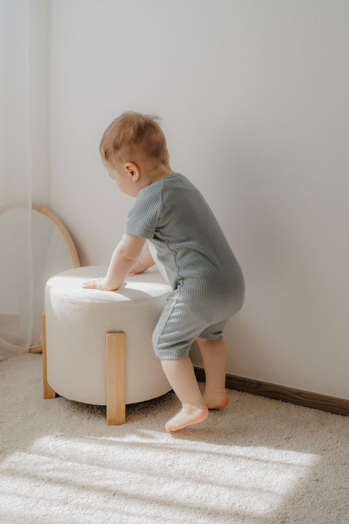 Kurzer Schlafanzug - gerippter Stoff