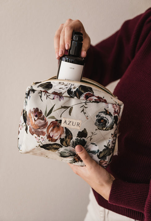 Kosmetiktasche mit Blumenmuster Snow White | Samt | plastikfrei