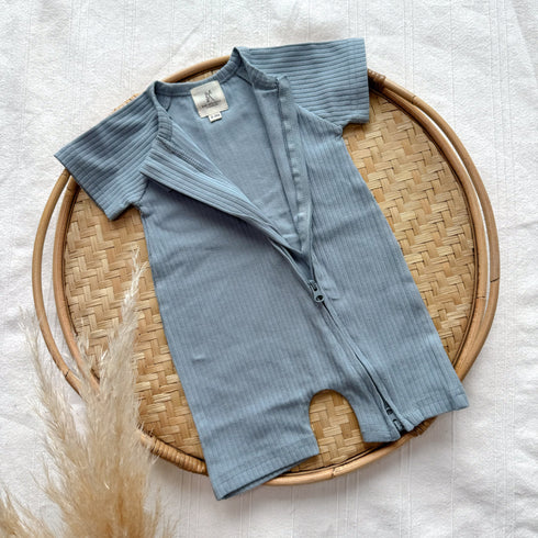 Kurzer Schlafanzug - gerippter Stoff