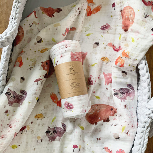 FOREST ANIMALS - Bambus Musselin Tücher / 2er Set